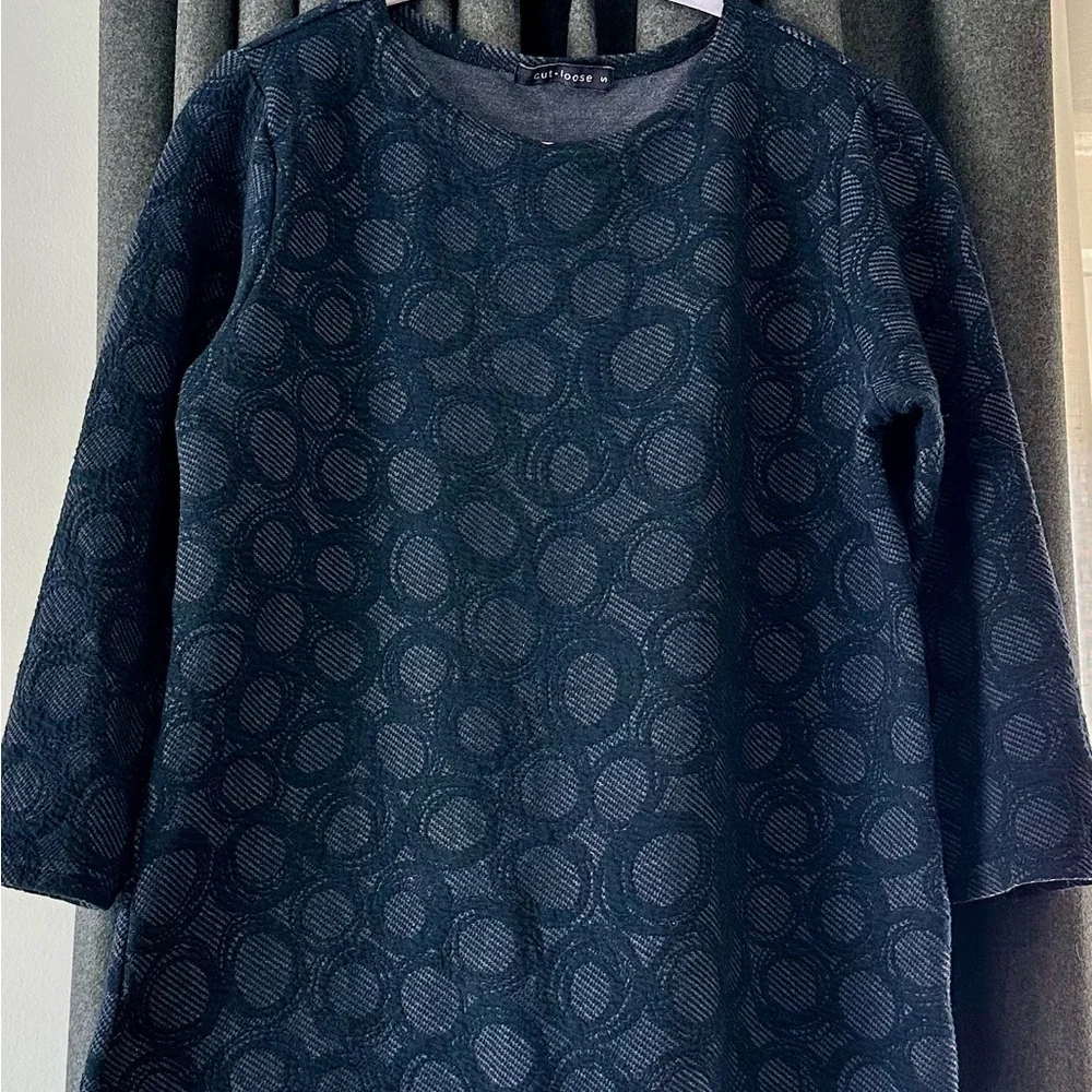 Cut Loose Blue Patterned Top 3/4 sleeves Small - Picture 1 of 6